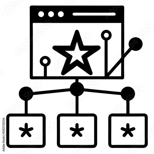 Website Ranking Network Icon with Star and Connected Nodes