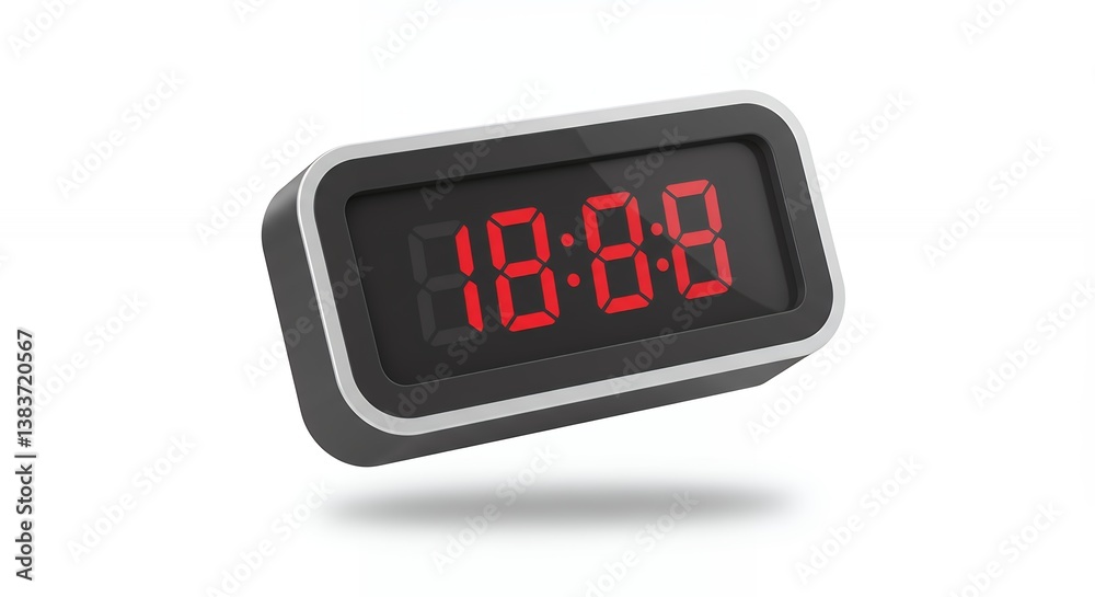 Modern digital clock with glowing red digits offering a minimalist design Modern digital clock with glowing red digits offering a minimalist design