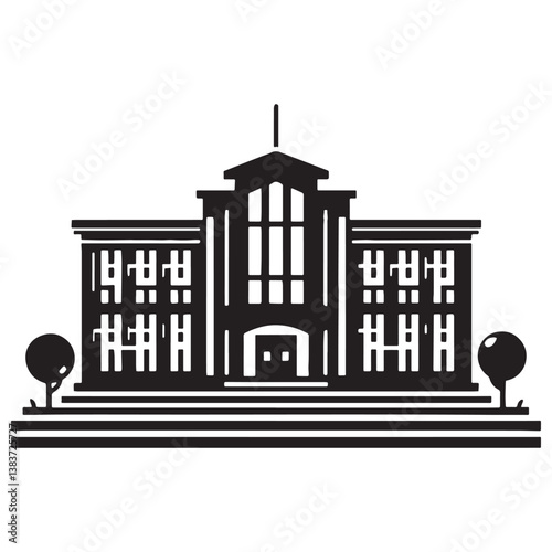 Inspiring School silhouette, reflecting the aspirations of young minds – School illustration – School vector – Knowledge center silhouette


