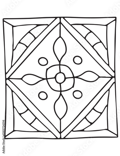 Simple mandala coloring pages, hand drawn vector illustration, bold & easy, coloring page, coloring book, line art, black and white, illustration, vector illustration, bold & easy coloring page