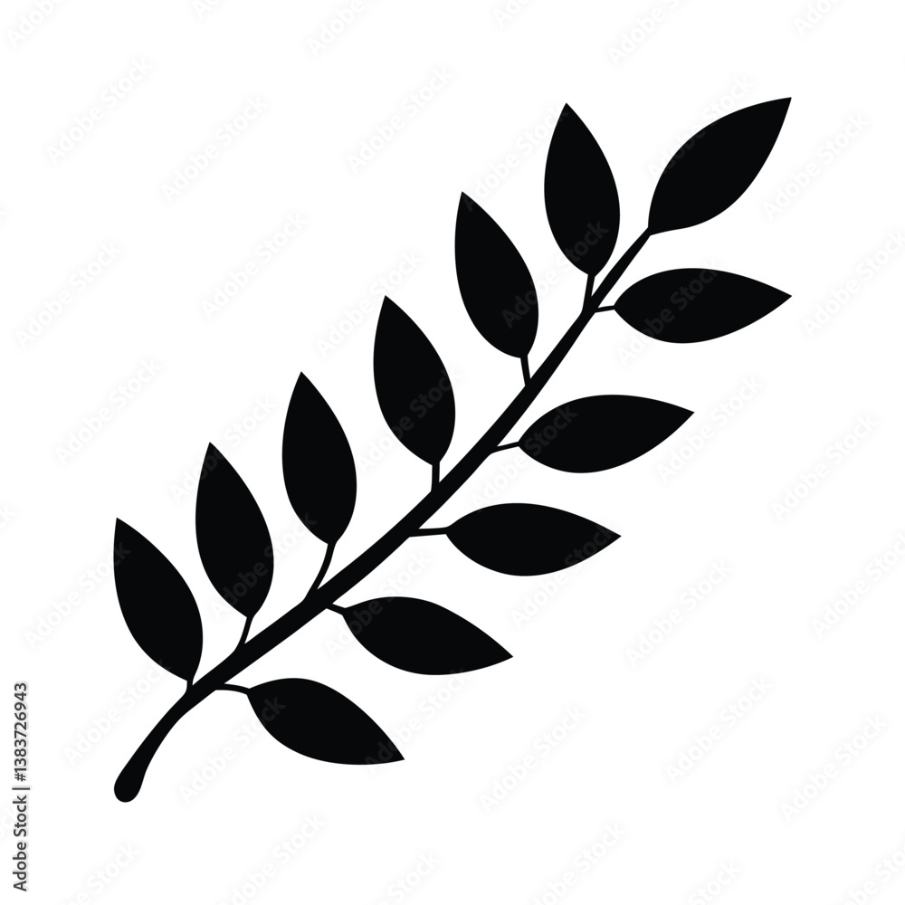 Silhouette of a Leafy Branch. Silhouette of a Leafy Branch.