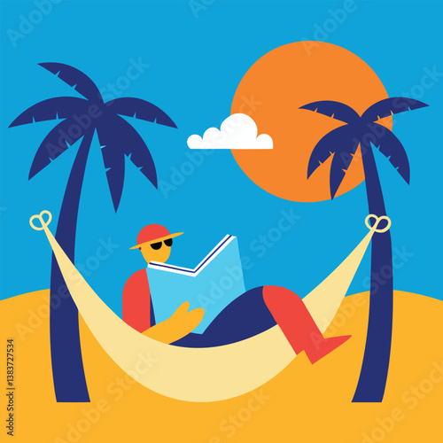 A beach vacation scene illustration