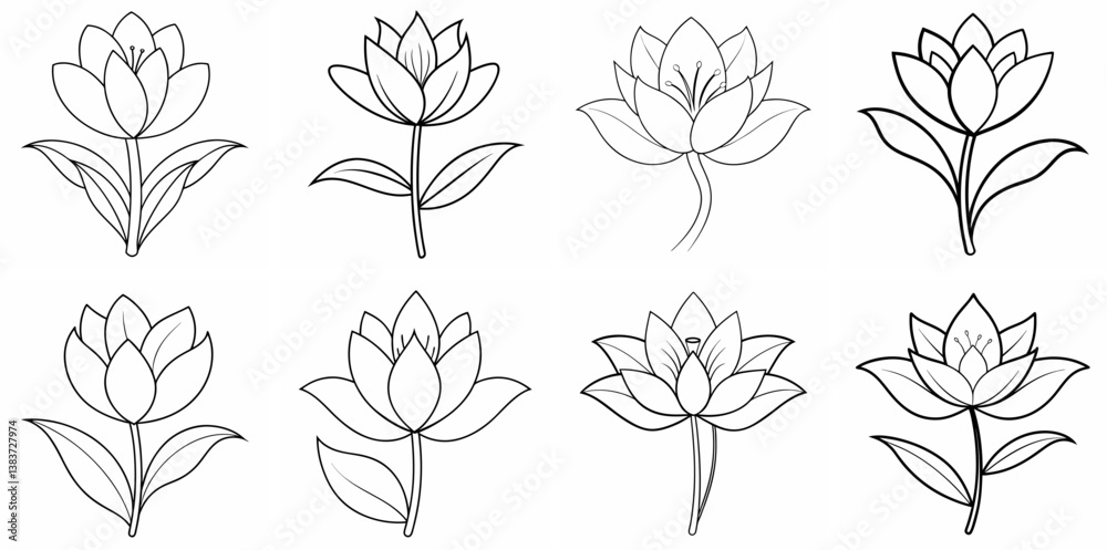 Obraz premium Pasque Outline Vector – Line Art Drawing Set for Coloring Book Page on White Background