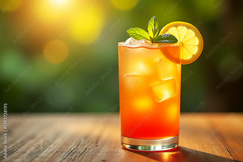 Refreshing Tequila Sunrise Cocktail: Orange and Grenadine Drink with Ice and Garnish