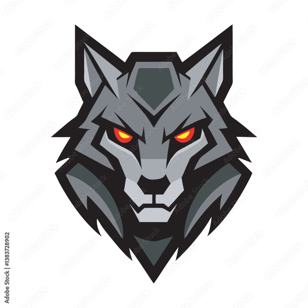 Fototapeta premium A black vector illustration of a winged wolf head, a tribal animal art, wolf head mascot logo design