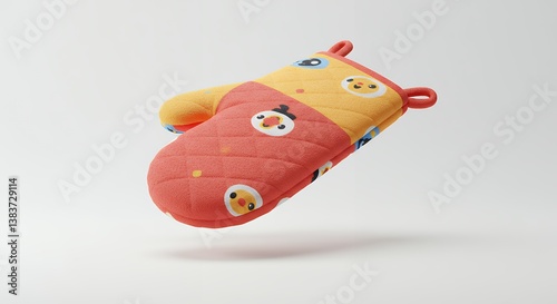 A Colorful and Playful Oven Mitt Featuring Adorable Cartoon Egg Designs