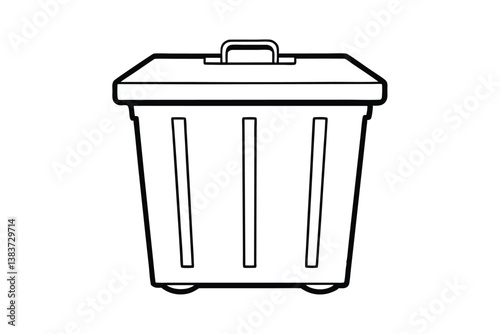 empty large trash can isolated on white