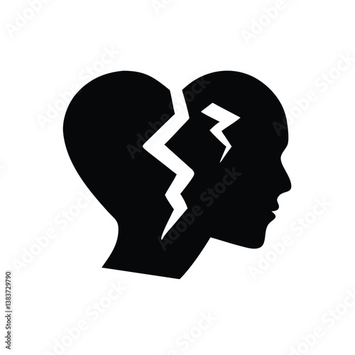 Broken Heart Silhouette Representing Relationship Failure