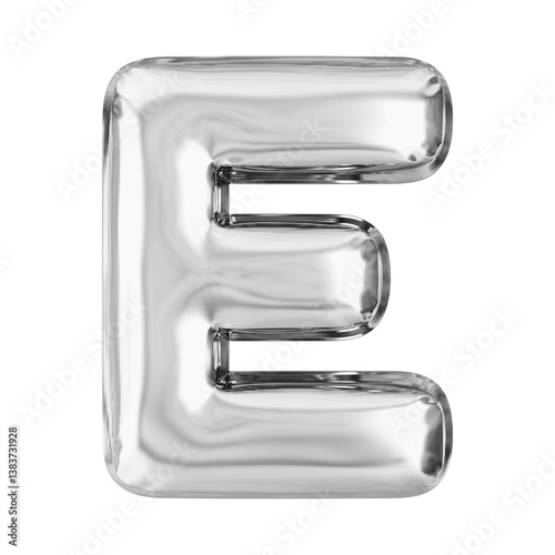 silver balloon letter E