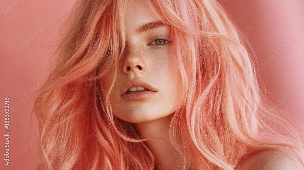 Naklejka premium Portrait of a model with pink hair