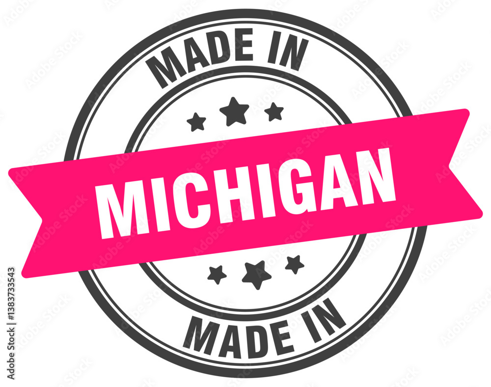 Fototapeta premium Made in Michigan round sign. Made in Michigan stamp.
