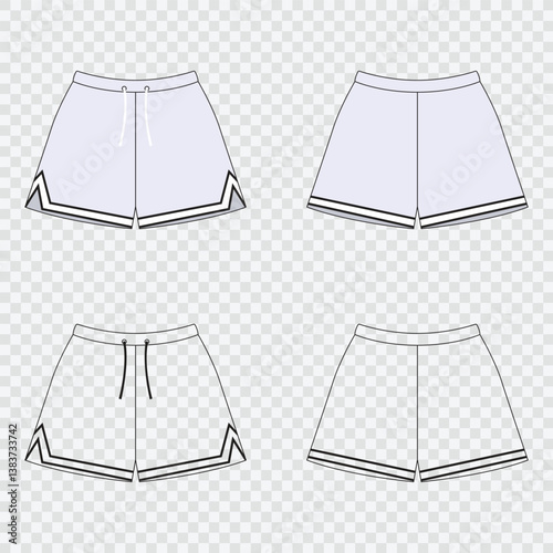 Basketball jersey pant mockup vector art Isolated on transparent background
