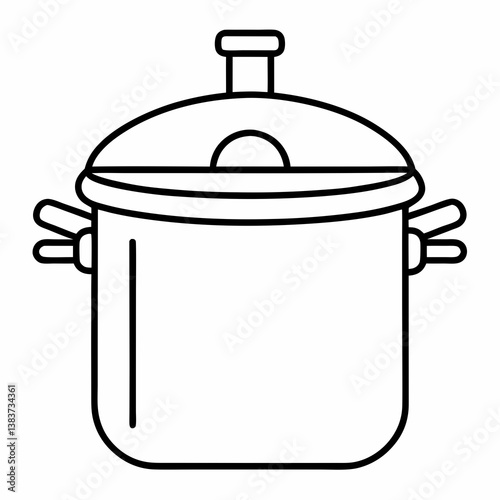 Pressure Cooker Outline Vector – Line Art Drawing for Coloring Book Page on White Background