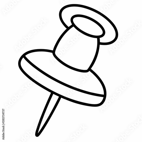 Pushpin Outline Vector – Line Art Drawing for Coloring Book Page on White Background