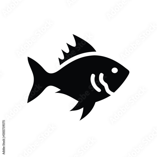 Simple black and white fish silhouette graphic.