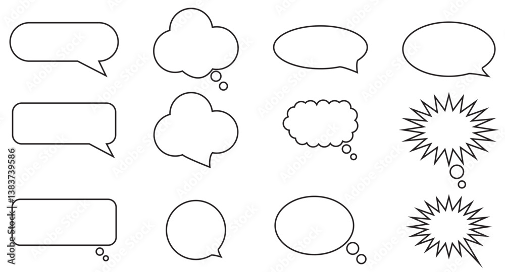 Fototapeta premium Comic speech bubble set vector. Dialogue bubbles collection isolated