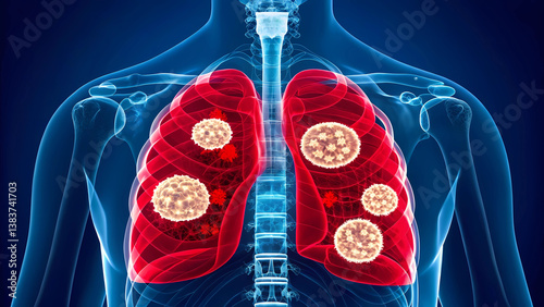 X-ray Insight - Lung Cancer Cells within Intricate Lung Tissue photo