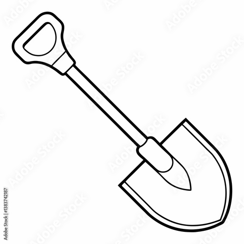 Shovel Outline Vector – Line Art Drawing for Coloring Book Page on White Background