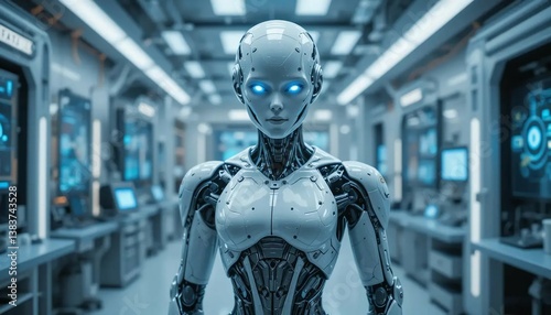 Robot Working in a High-Tech Laboratory Environment