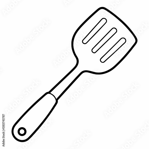 Spatula Outline Vector – Line Art Drawing for Coloring Book Page on White Background