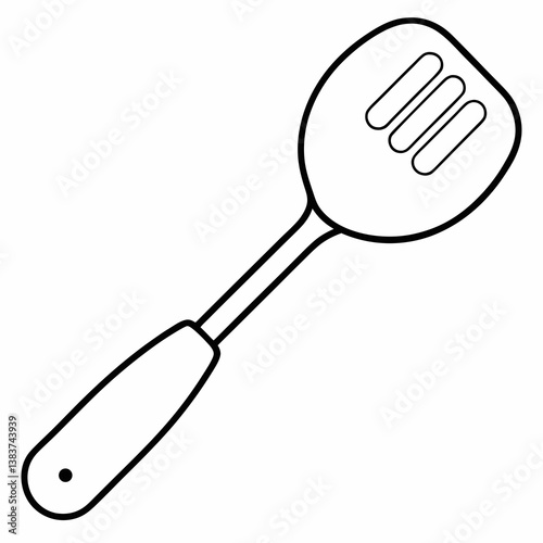 Spatula Outline Vector – Line Art Drawing for Coloring Book Page on White Background