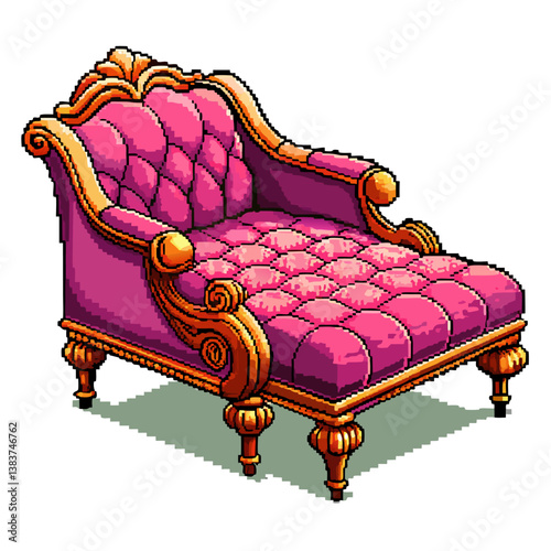 Elegant Vintage Armchair in Retro Pixel Art Style