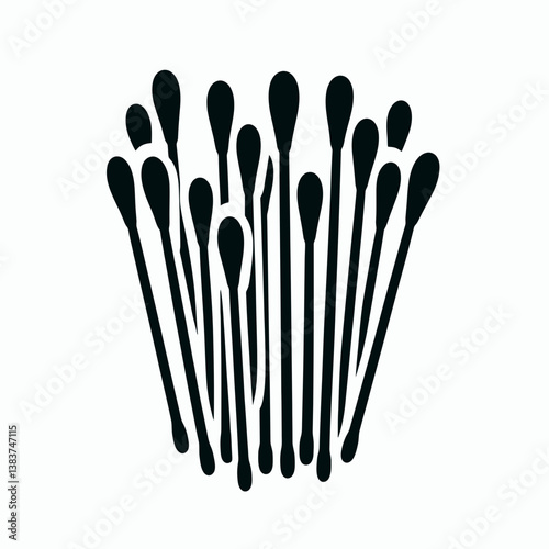 very simple flat and minimalist Cotton Swabs silhouette in black on a white background