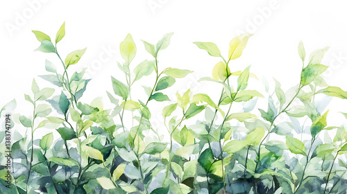 Wallpaper Mural Watercolor painting of green plants with white background Torontodigital.ca