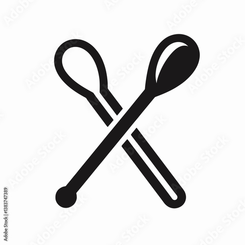 very simple flat and minimalist Cotton Swabs silhouette in black on a white background