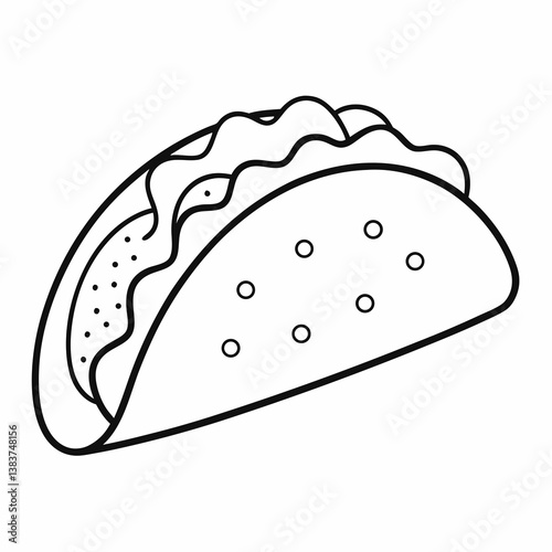 Taco Outline Coloring Book Page Line Art Drawing