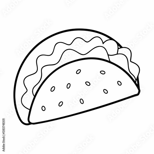 Taco Outline Coloring Book Page Line Art Drawing