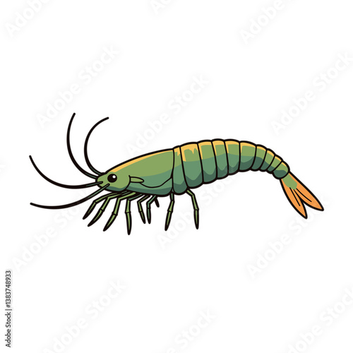 Cartoon shrimp illustration in vibrant colors  