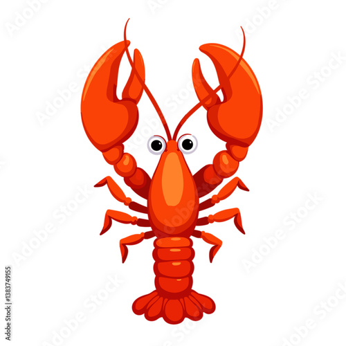 Cartoon lobster character with big claws on a white background  