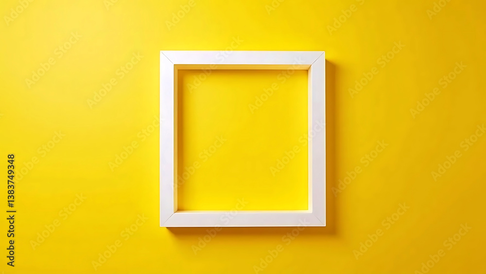 Minimalist white frame on a vibrant yellow wall, perfect for modern design concepts, presentations, and creative spaces. Minimalist white frame on a vibrant yellow wall, perfect for modern design concepts, presentations, and creative spaces.