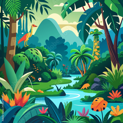 tropical island with palms