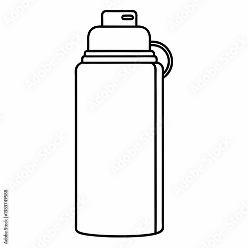 Thermos Bottle Outline Coloring Book Page Line Art