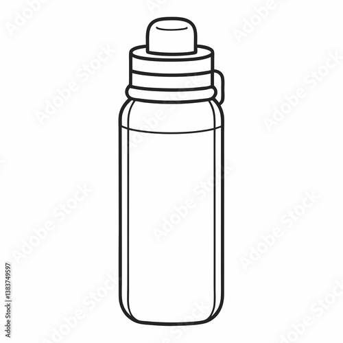 Thermos Bottle Outline Coloring Book Page Line Art
