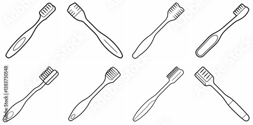 Toothbrush Outline Coloring Book Page Line Art Drawing Set
