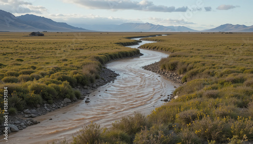 Peaceful Landscape Featuring a Serene Flowing River