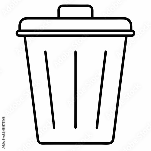 Trash Can Outline Coloring Book Page Line Art Drawing