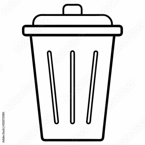 Trash Can Outline Coloring Book Page Line Art Drawing