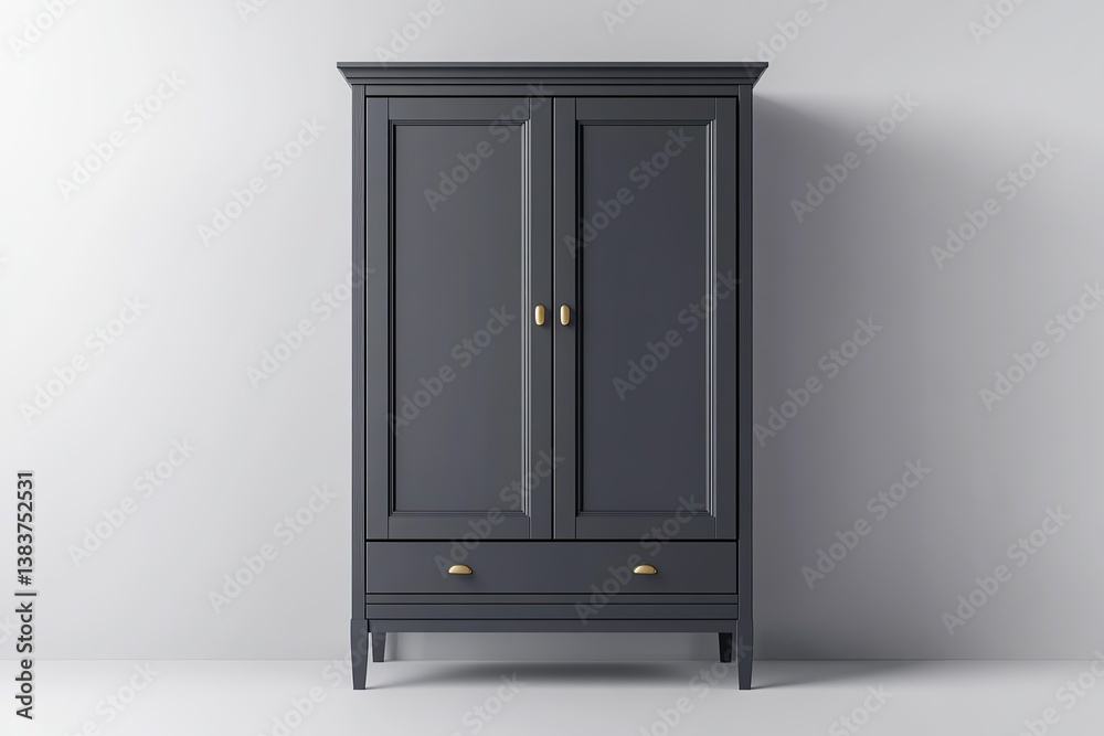 Modern TV stand with a gray cabinet, front view isolated on a white background. Scandinavian-style home Modern TV stand with a gray cabinet, front view isolated on a white background. Scandinavian-style home