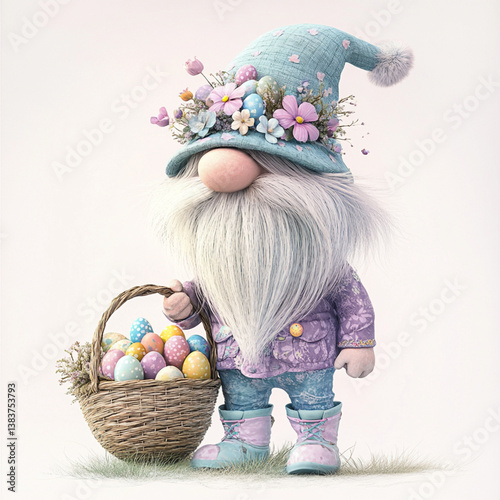 Adorable Easter Gnome - Colorful Spring Figurine with Eggs and Flowers
