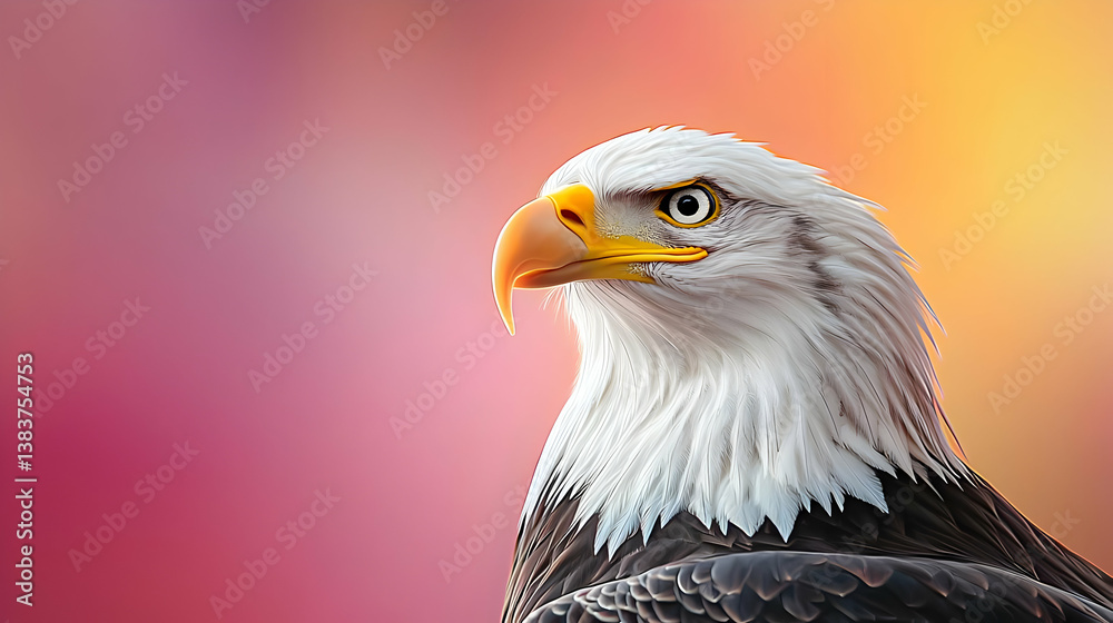 Obraz premium Bald Eagle Profile Portrait Against Soft Gradient Background