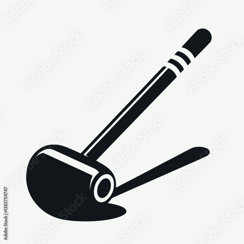 very simple flat and minimalist Croquet Mallet silhouette in black on a white background