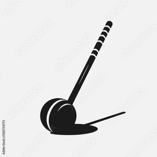 very simple flat and minimalist Croquet Mallet silhouette in black on a white background