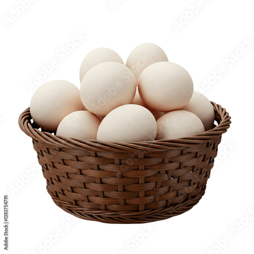 Wallpaper Mural Fresh organic eggs in brown wicker basket isolated on transparent background Torontodigital.ca