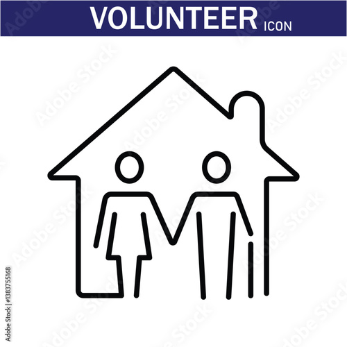 Volunteer Vector Line Icon . Volunteering, Charitable Organizations Logo Linear Pictograms. Donations, Humanitarian Aid, Peace-Keeping Missions Symbols Contour Illustrations . EPS 10 .
