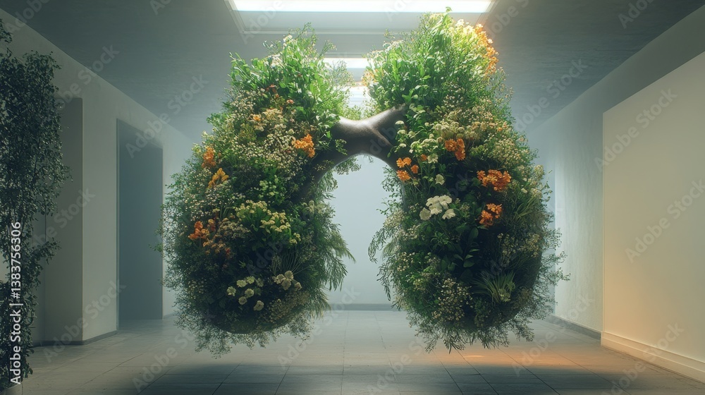 Fototapeta premium Nature's lungs lush plant sculpture in modern art space capturing the essence of life