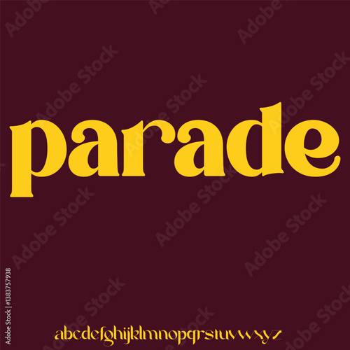Modern unique wide sans serif alphabet display font vector illustration